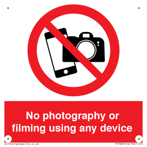 No photography or filming using any device